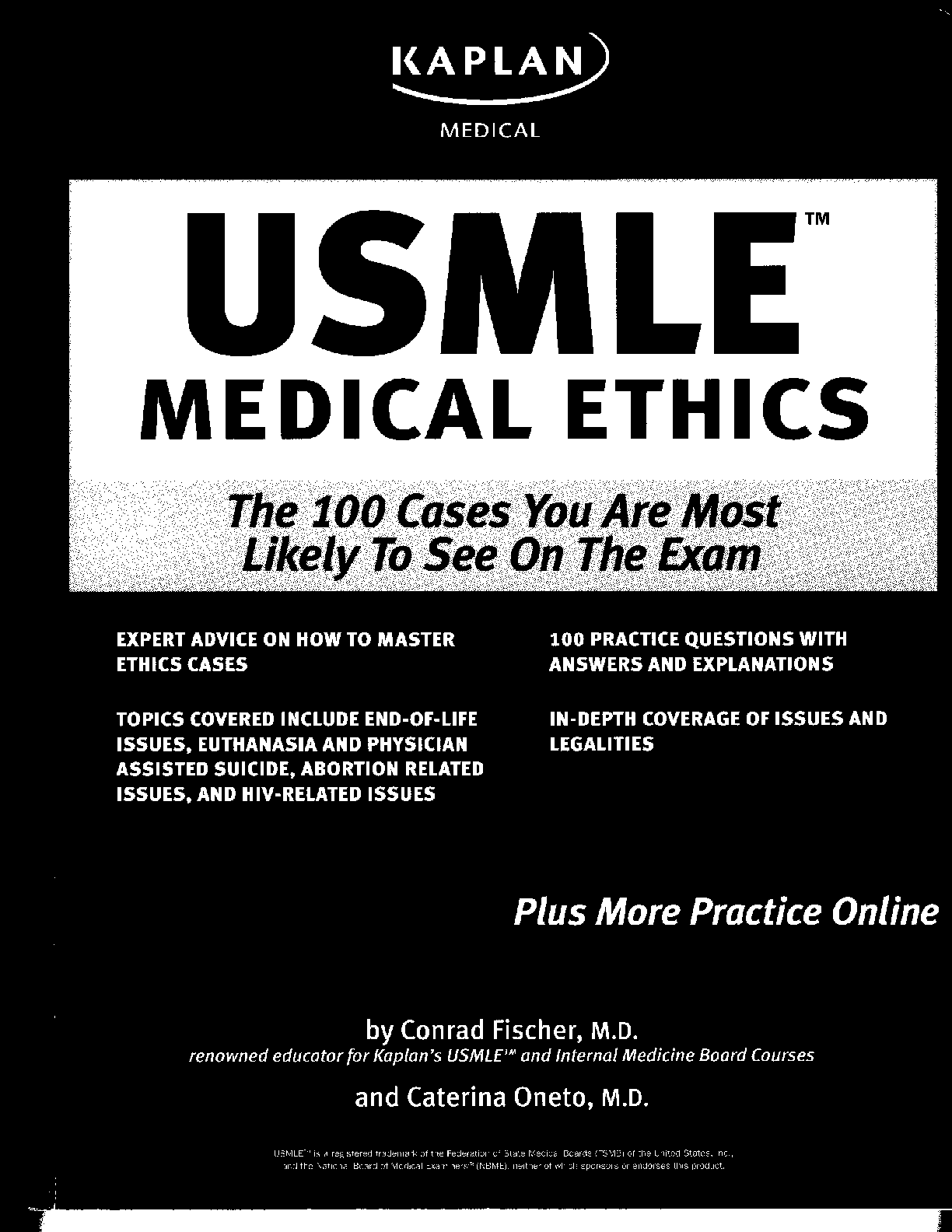 Preview of Conrad Fisher - Kaplan Medical USMLE Medical Ethics_ The 100 Cases You are Most Likely to